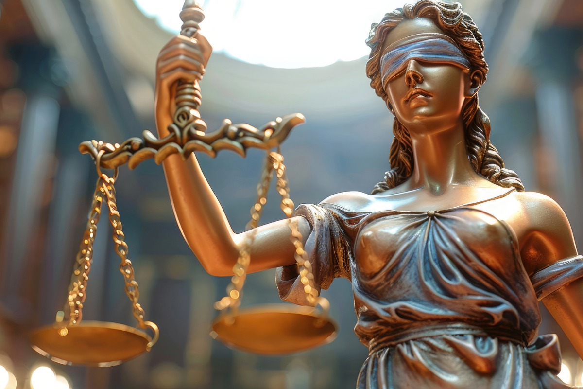 U.S. Code volumes or justice sculpture